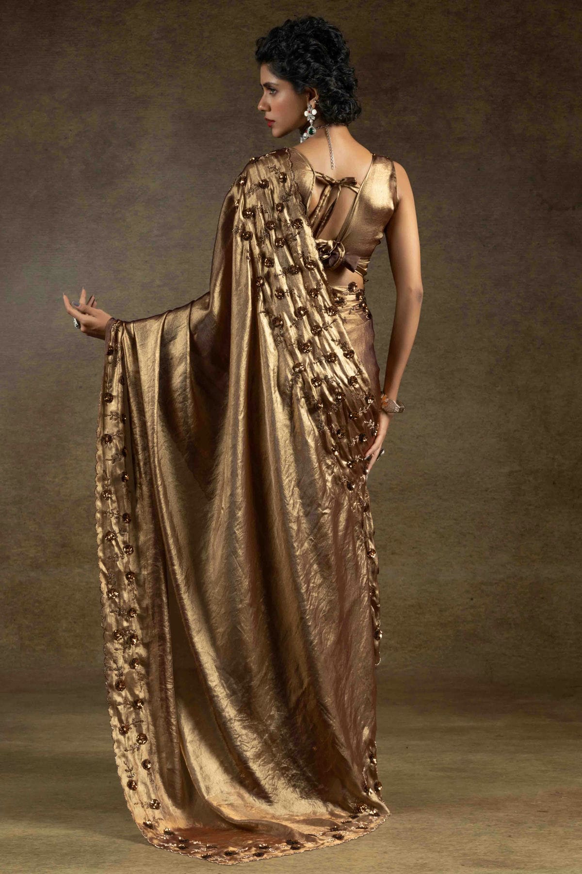 Gold Colour Satin Silk Designer Saree VSSD1121996