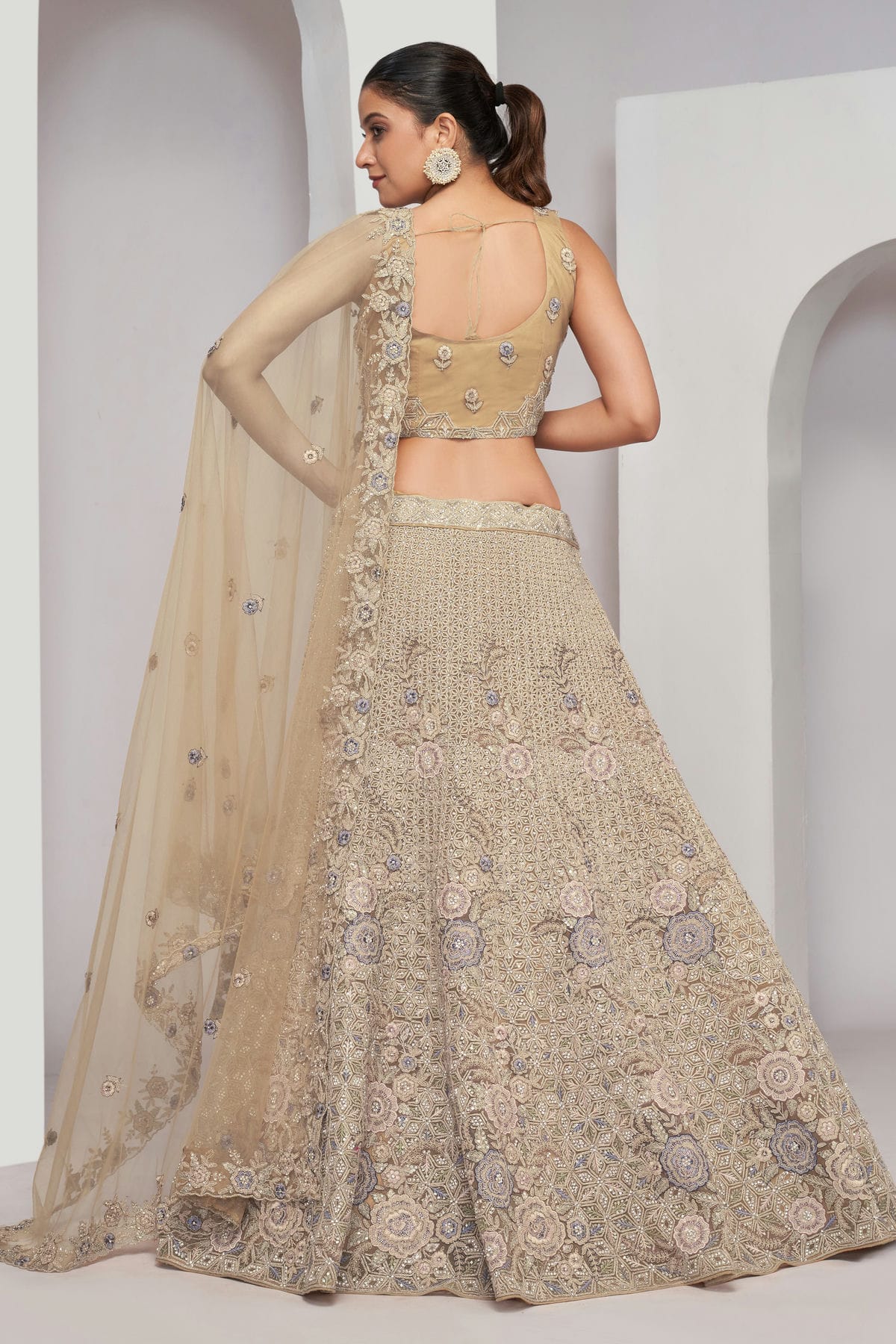 Gold Colour Soft Net Lehenga Choli VSLC1030057