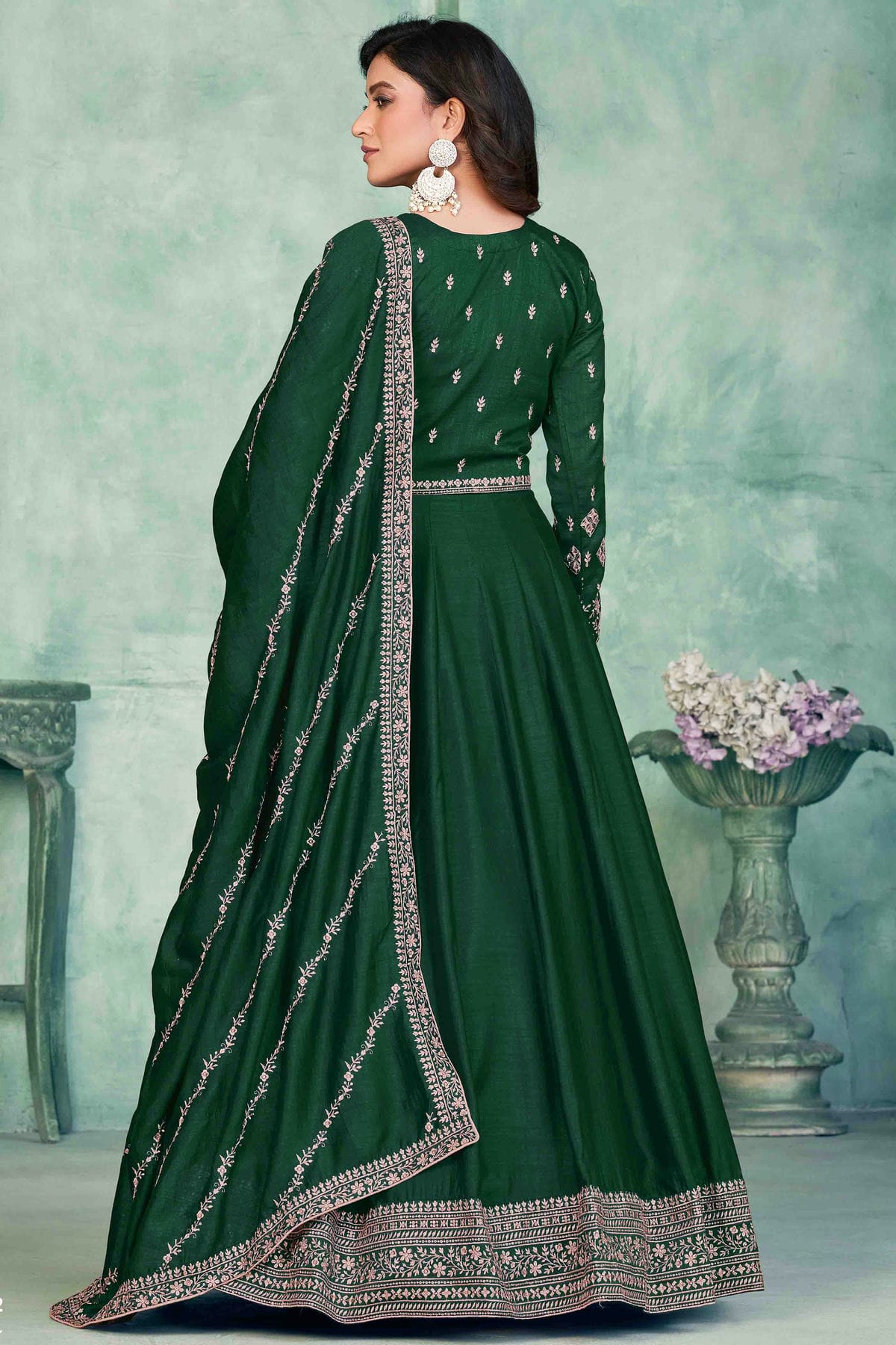 Green Colour Art Silk Anarkali Suit VSSM1050718