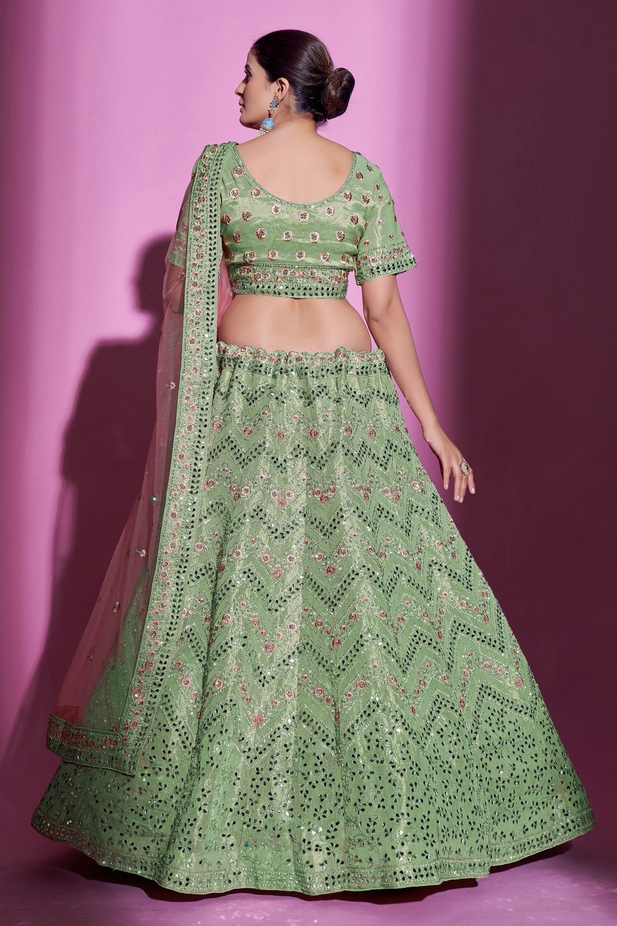 Green Colour Embroidery Gota Silk Lehenga Choli VSLD1080705