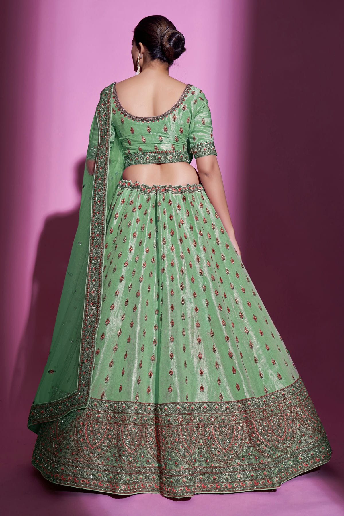 Green Colour Embroidery Gota Silk Lehenga Choli VSLD1080711