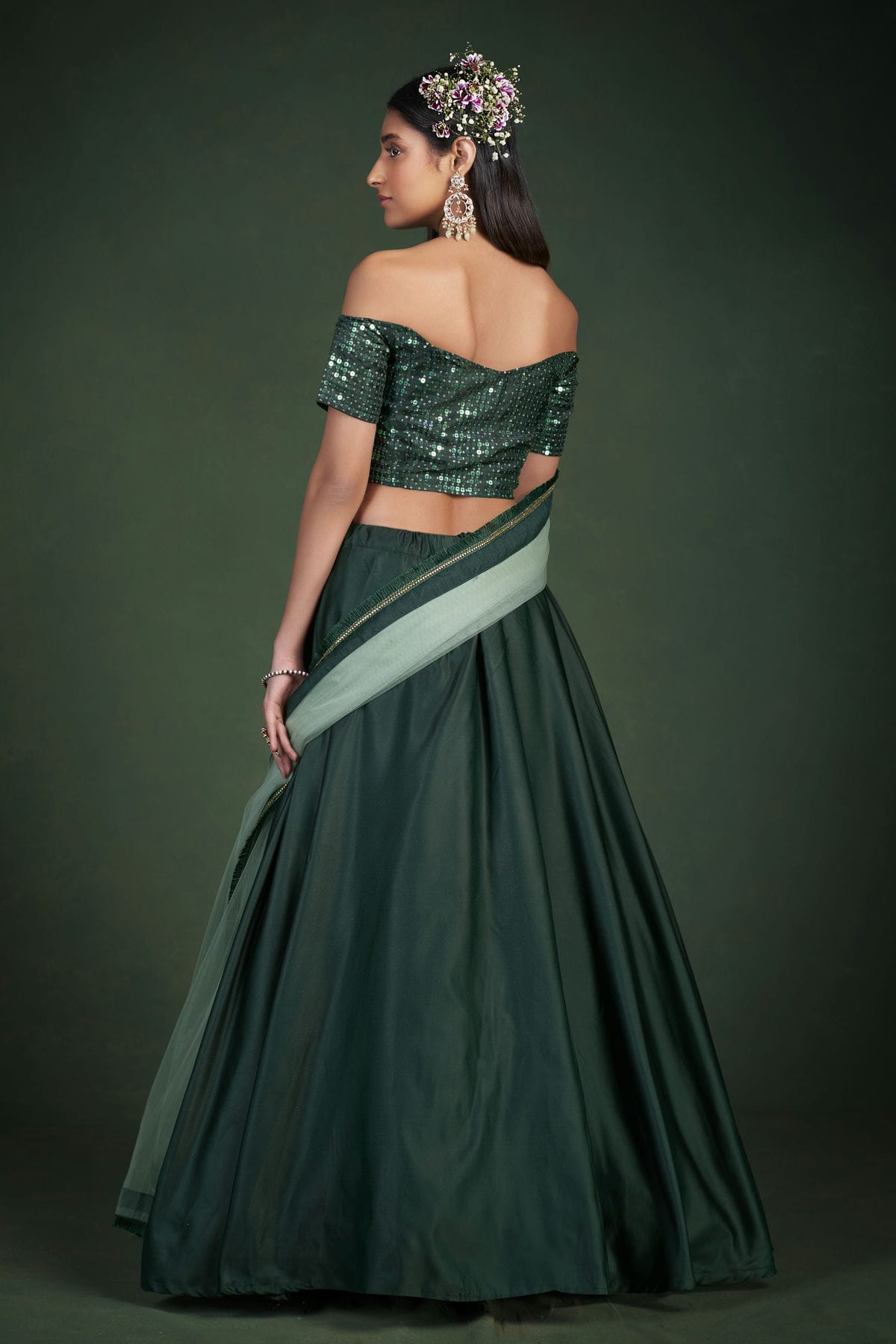 Green Colour Embroidery Taffeta Silk Lehenga Choli VSLD1080796