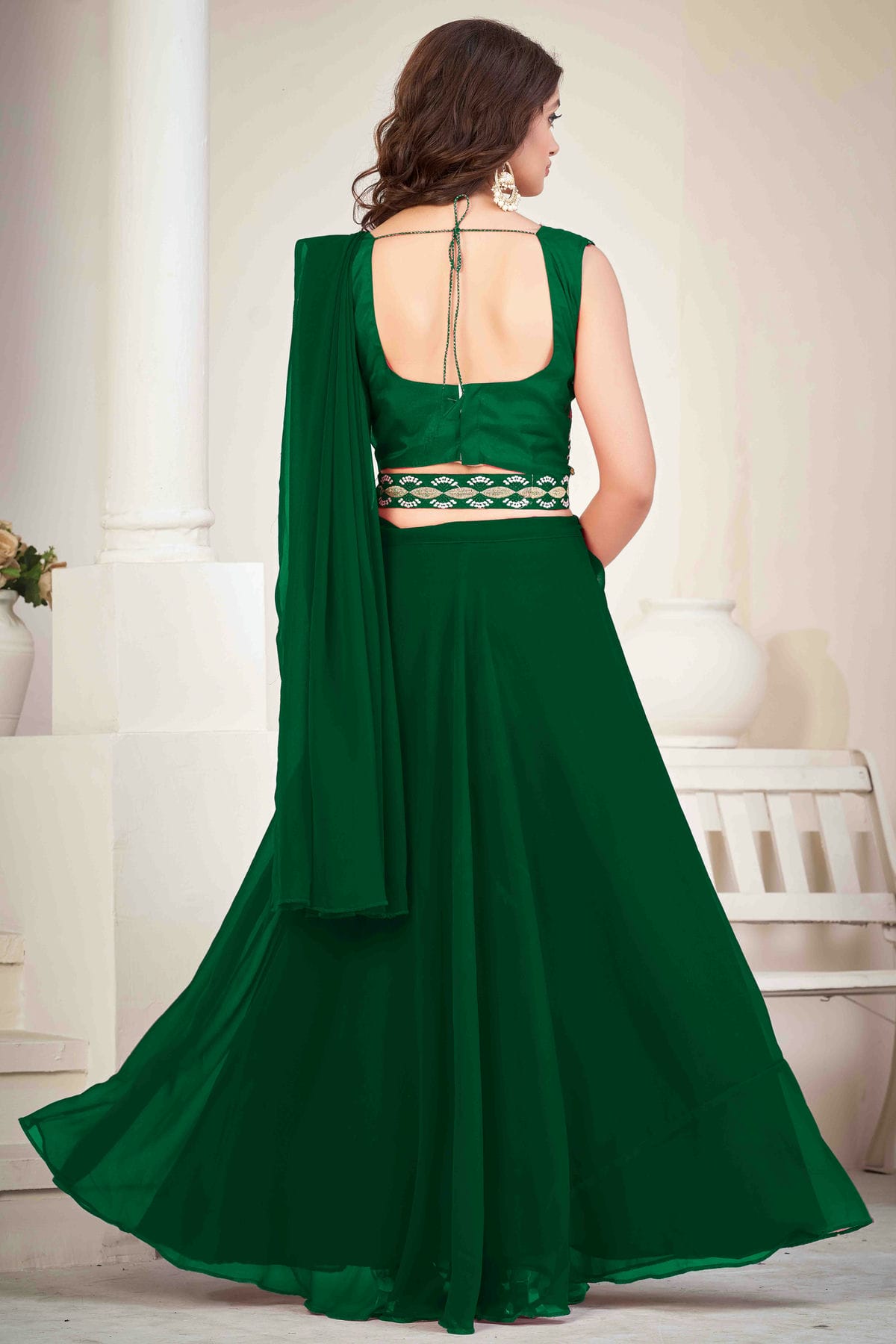 Green Colour Georgette Semi Stitched Lehenga Choli VSLC1170052