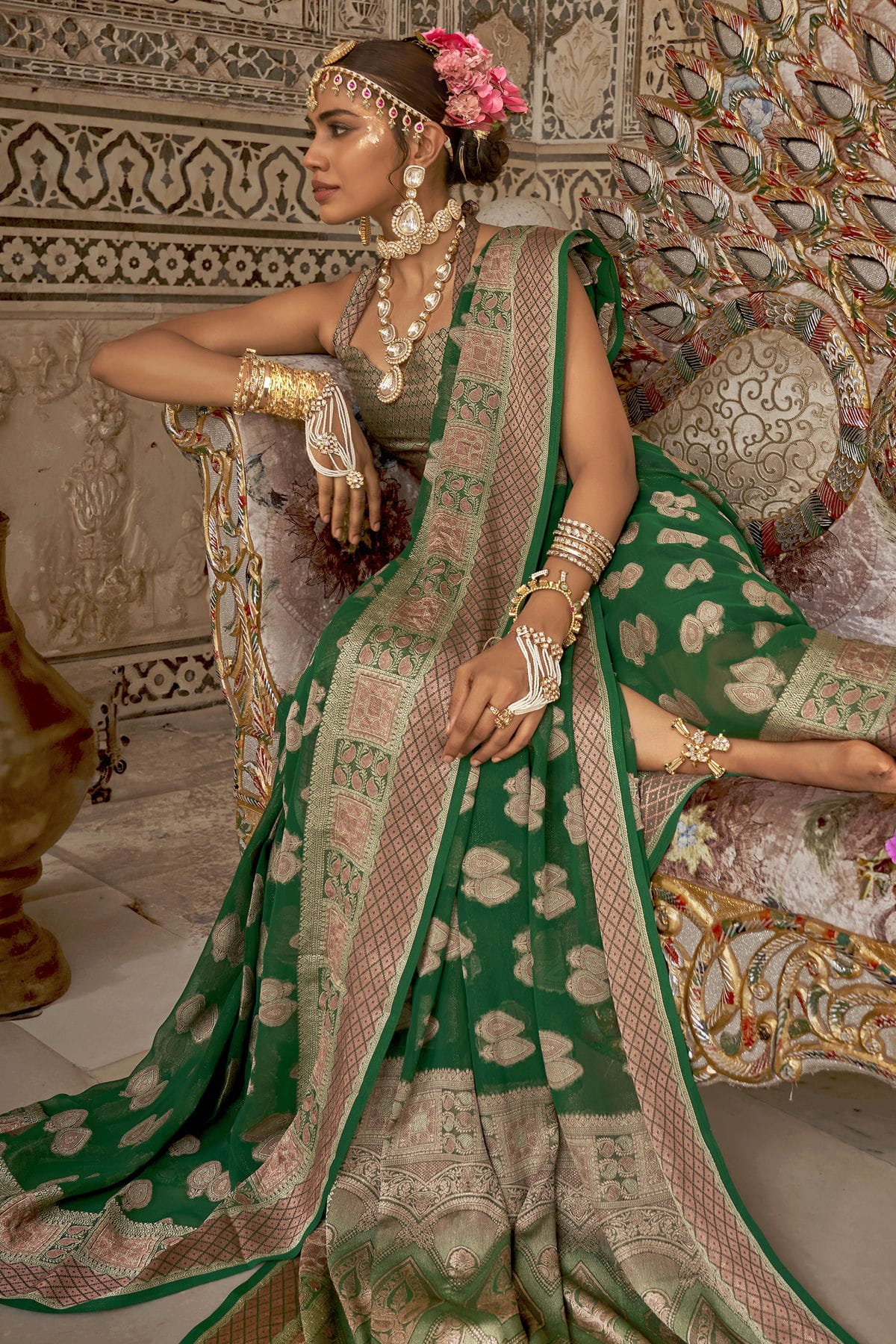 Green Colour Georgette Traditional Saree VSSD1290179
