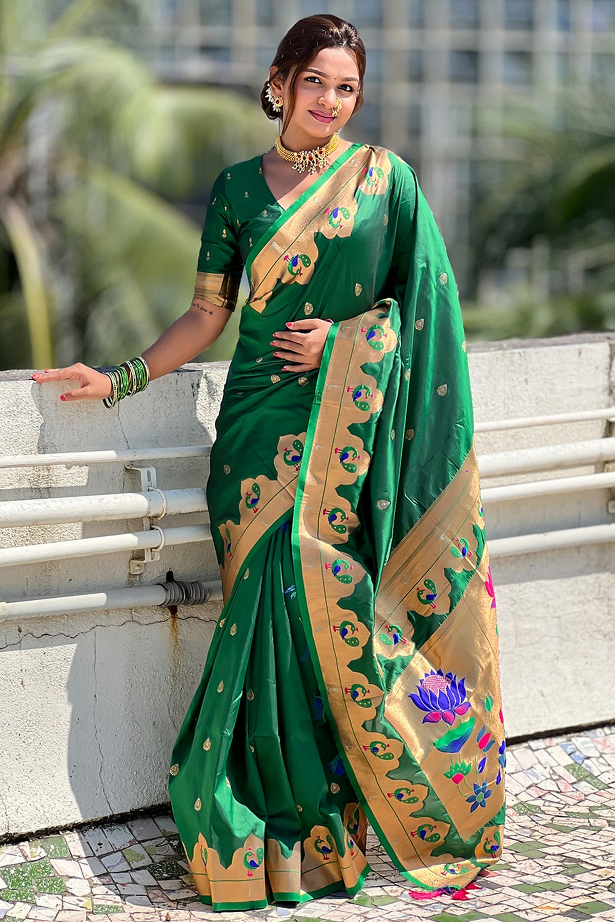 Shop Online Green Paithani Silk Paithani Saree vastradi.com Shop Online Green Paithani Silk Paithani Saree vastradi.com