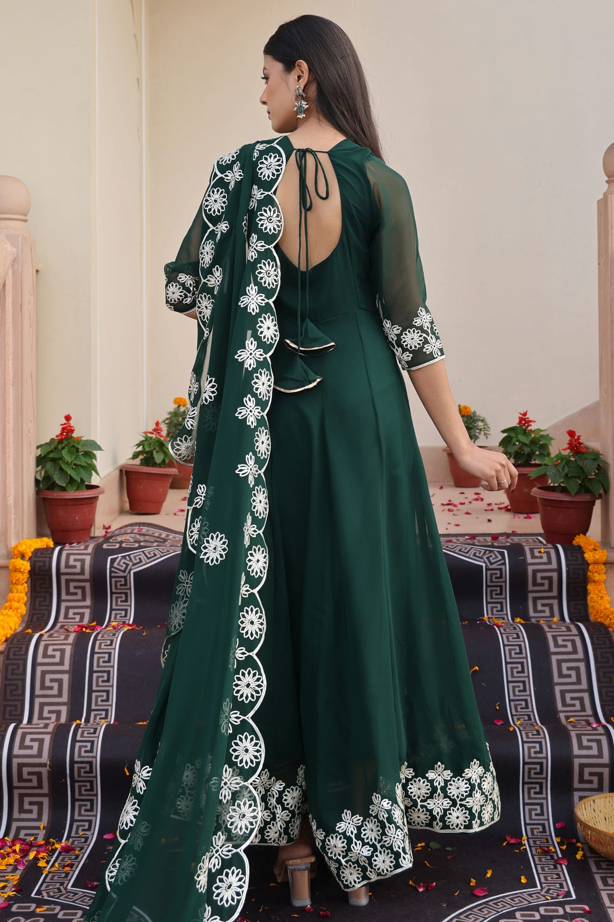 Green Colour Semi Stitched Georgette Anarkali Suit VSSM1170030