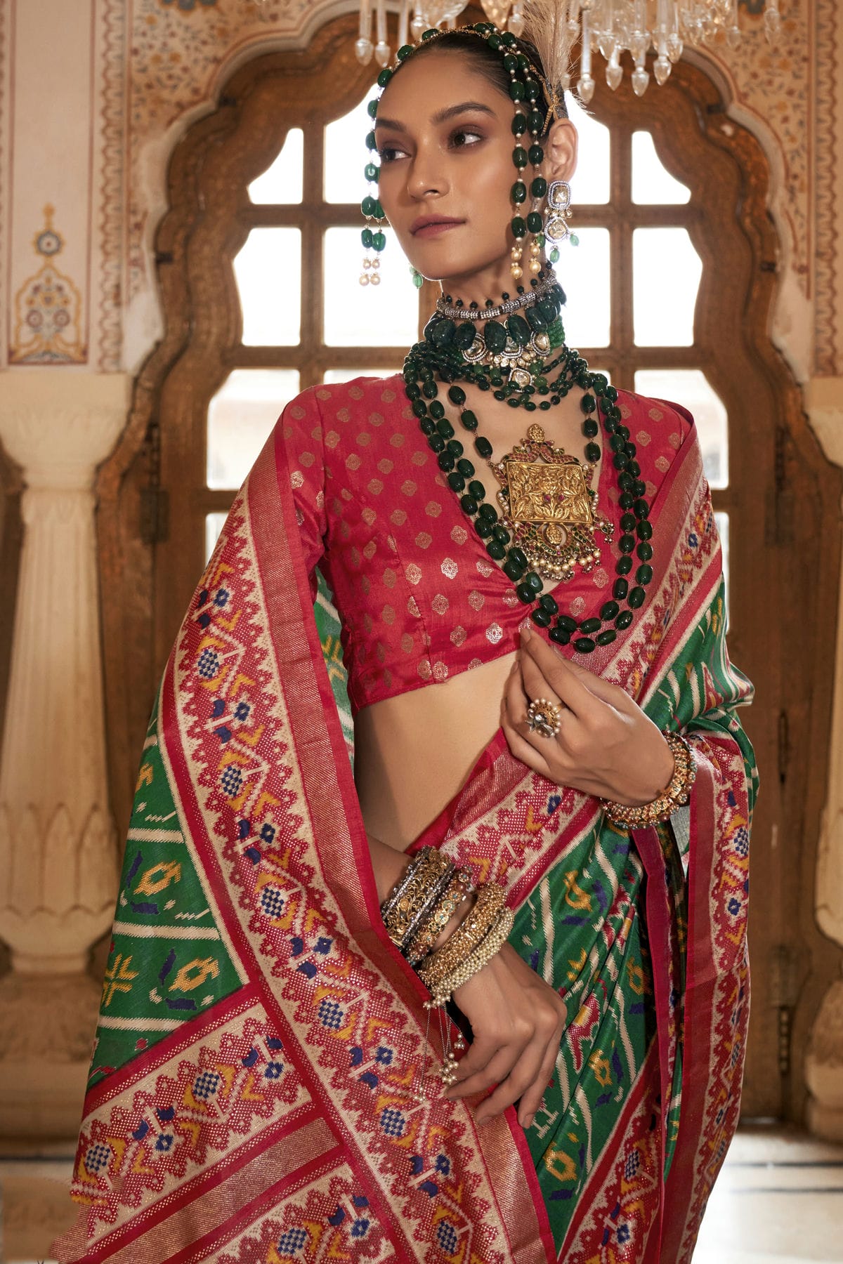 Green Colour Silk Patola Print Saree VSSD1290054