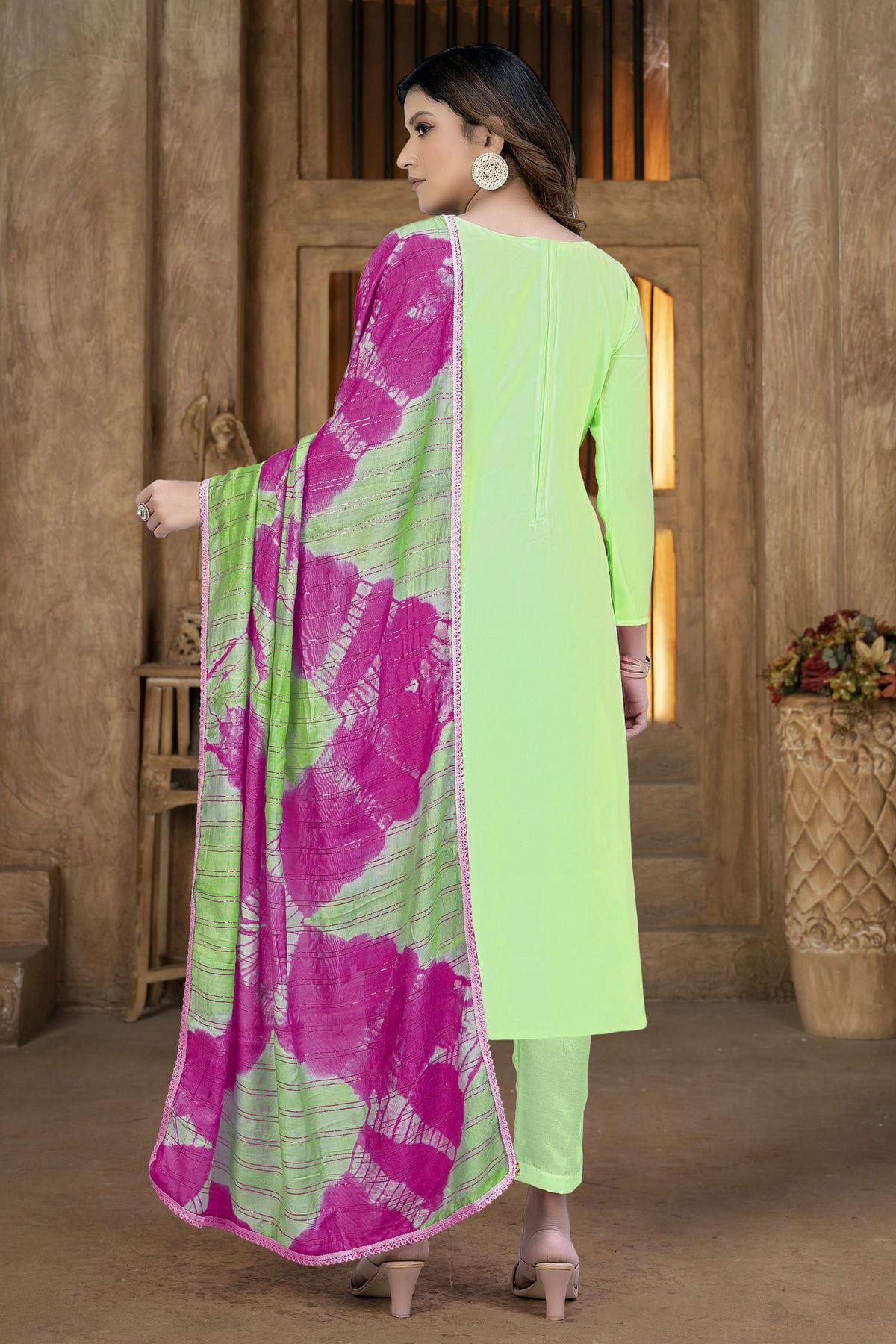 Green Colour Unstitched Georgette Pant Style Suit VSUS1161294