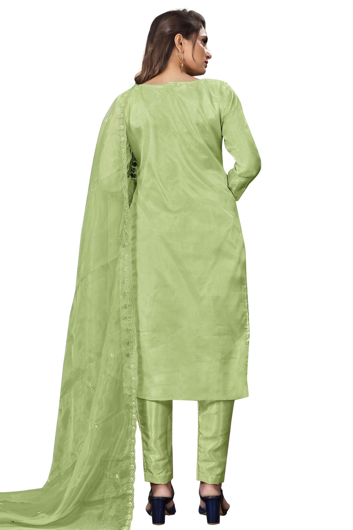 Green Colour Unstitched Organza Straight Suit VSUS1160657