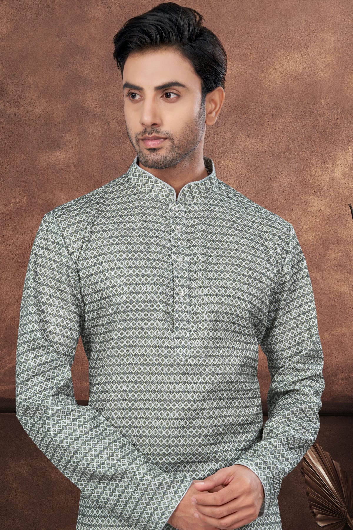 Green Colour Jacquard Kurta Pajama VSKP1040679