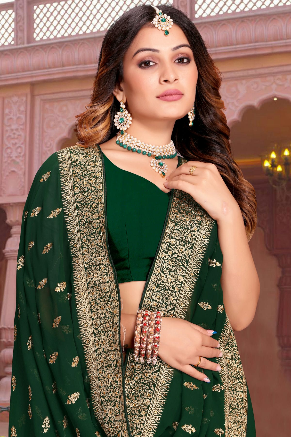 Green Colour Georgette Saree VSSD1090867