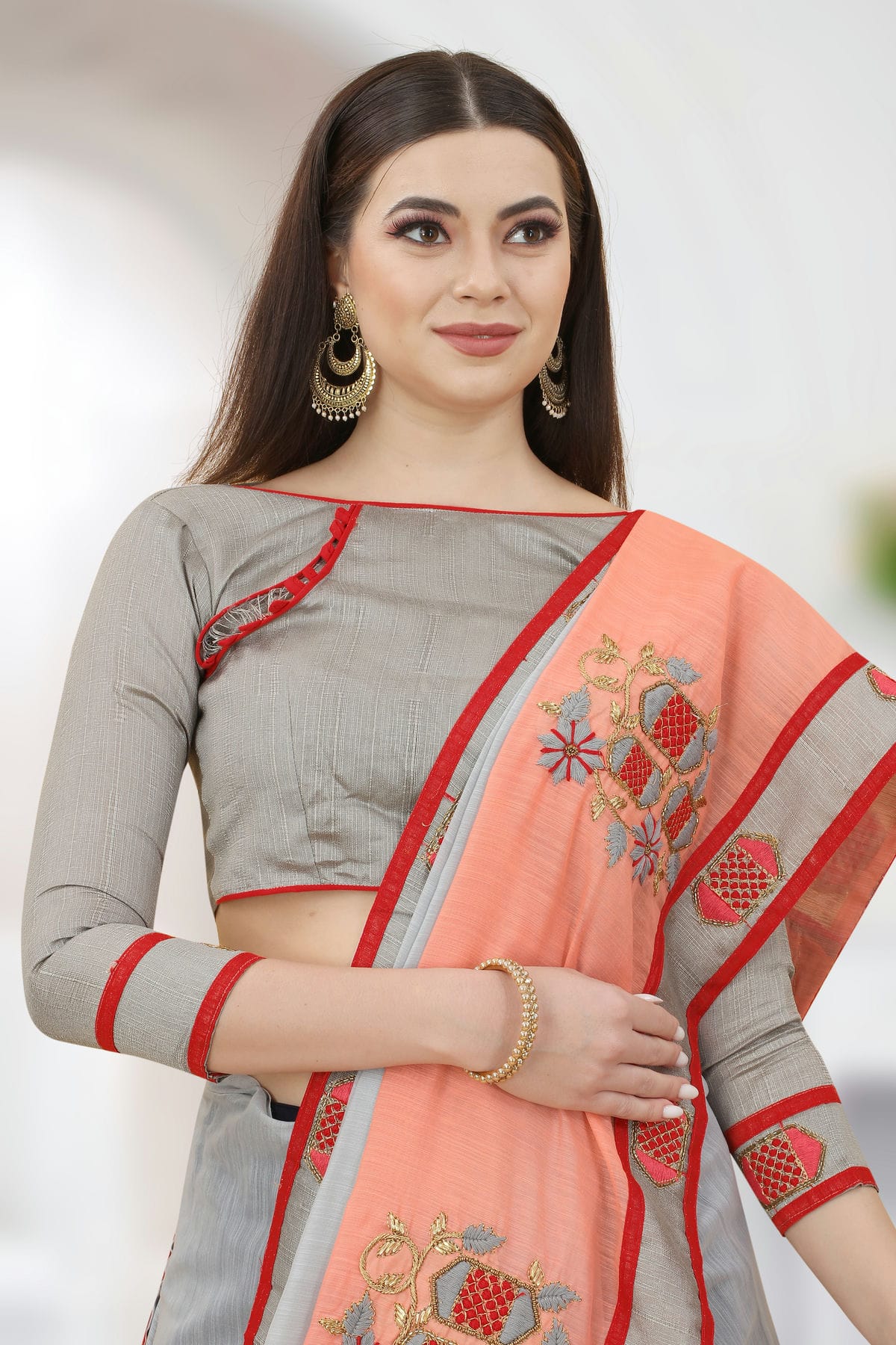 Grey Colour Art Silk Designer Saree VSLC1121316