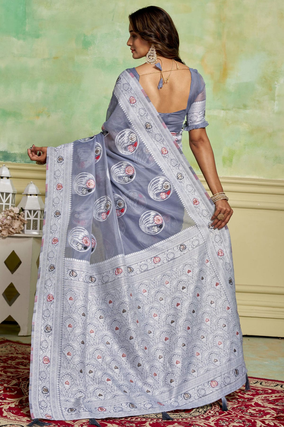 Grey Colour Cotton Traditional Saree VSSD1111868