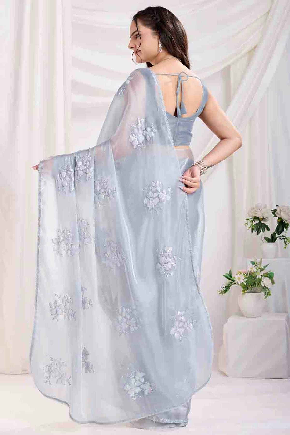 Grey Colour Jimmi Choo Designer Saree VSSD1112844