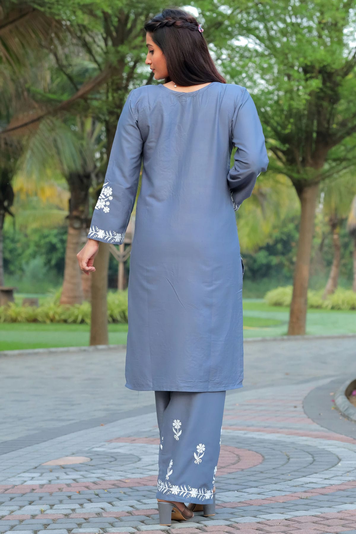 Grey Colour Rayon Kurta And Pant Set VSKR1111299