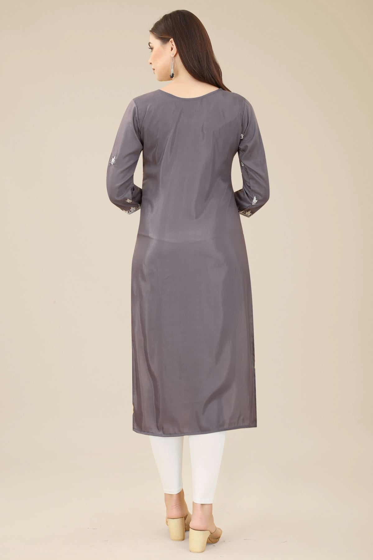 Grey Colour Shiny Silk Kurti VSKR1111000