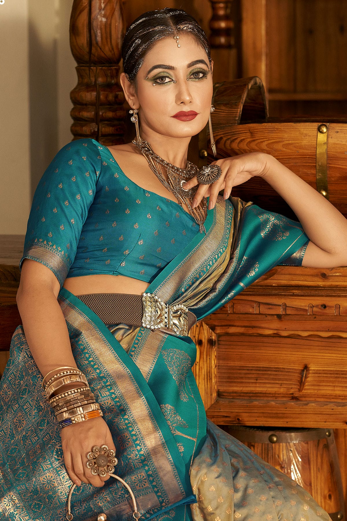 Grey Colour Soft Banarasi Silk Woven Work Saree VSSD1290090