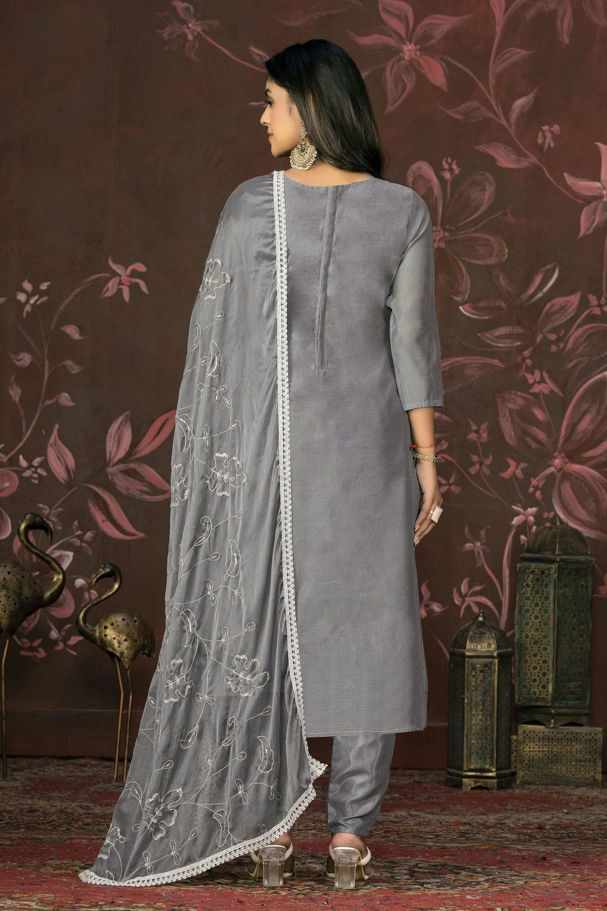Grey Colour Unstitched Modal Cotton Pant Style Suit VSUS1161247