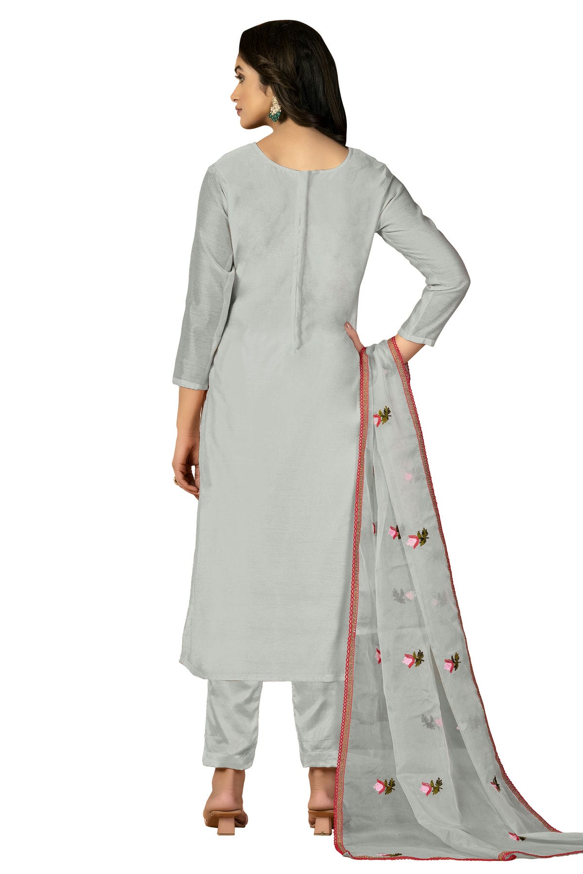 Grey Colour Unstitched Modal Silk Fabric Straight Suit VSUS1160928