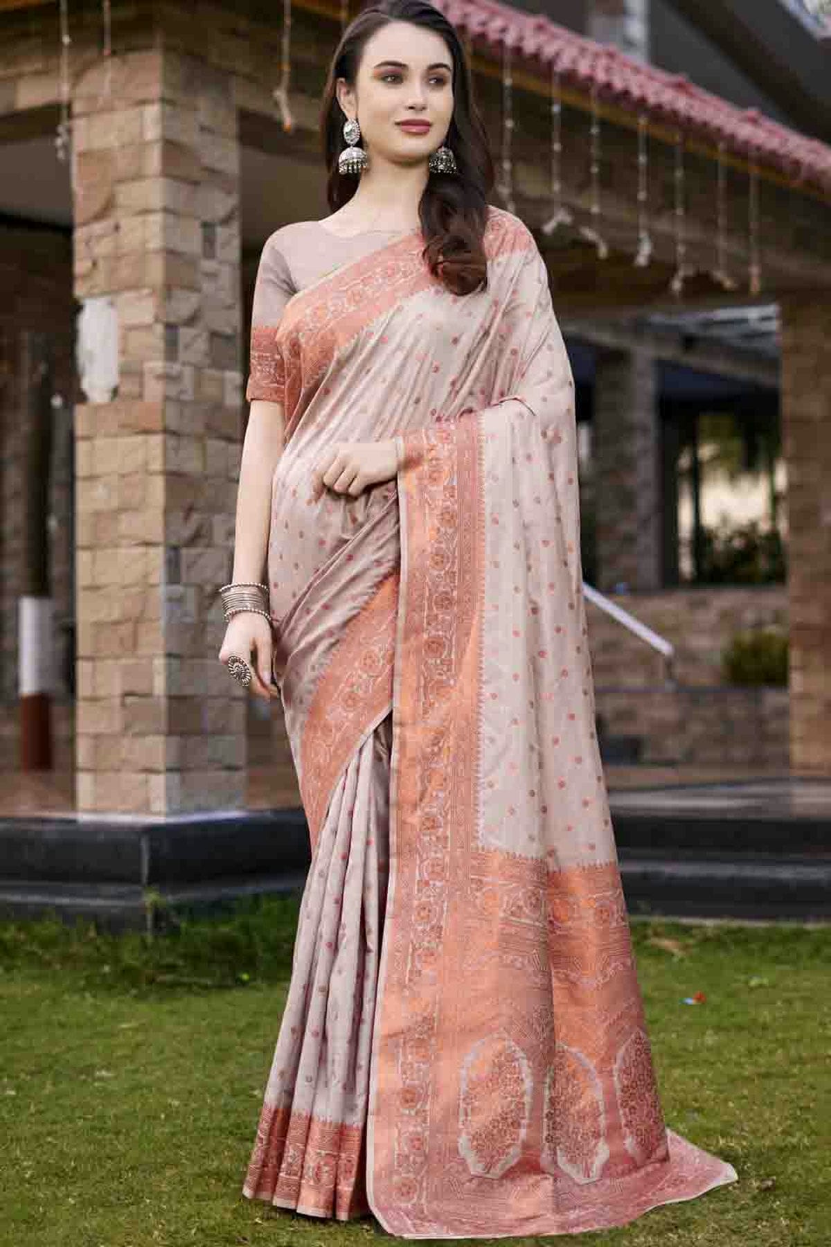 Grey Colour Woven Work Silk Traditional Saree VSSD1103391