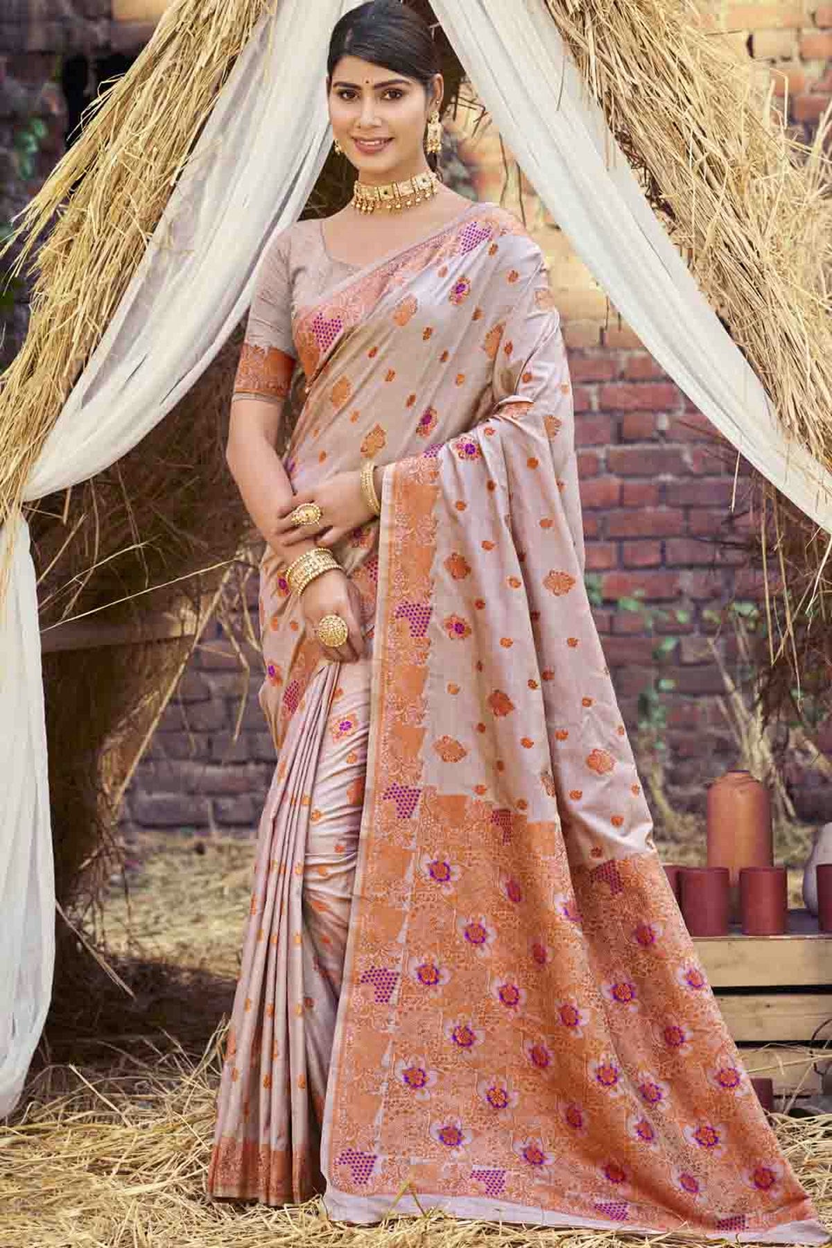 Grey Colour Woven Work Silk Traditional Saree VSSD1103468