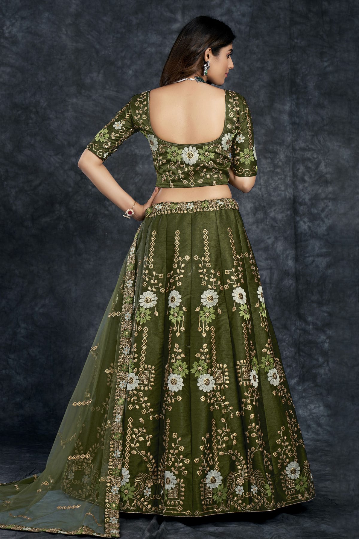 Italian Silk Designer Lehenga Choli In Mehendi Green Colour VSLC1270017