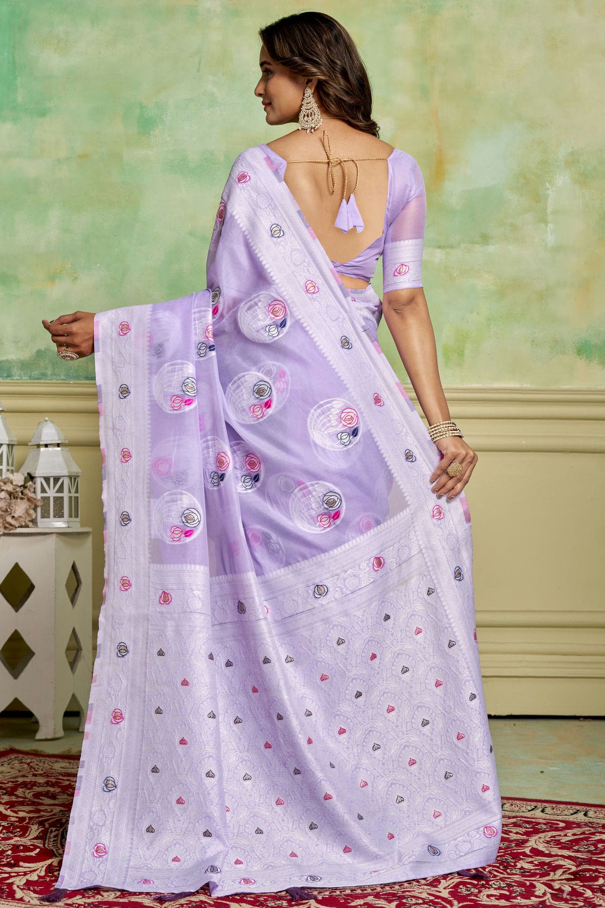 Lavender Colour Cotton Traditional Saree VSSD1111865