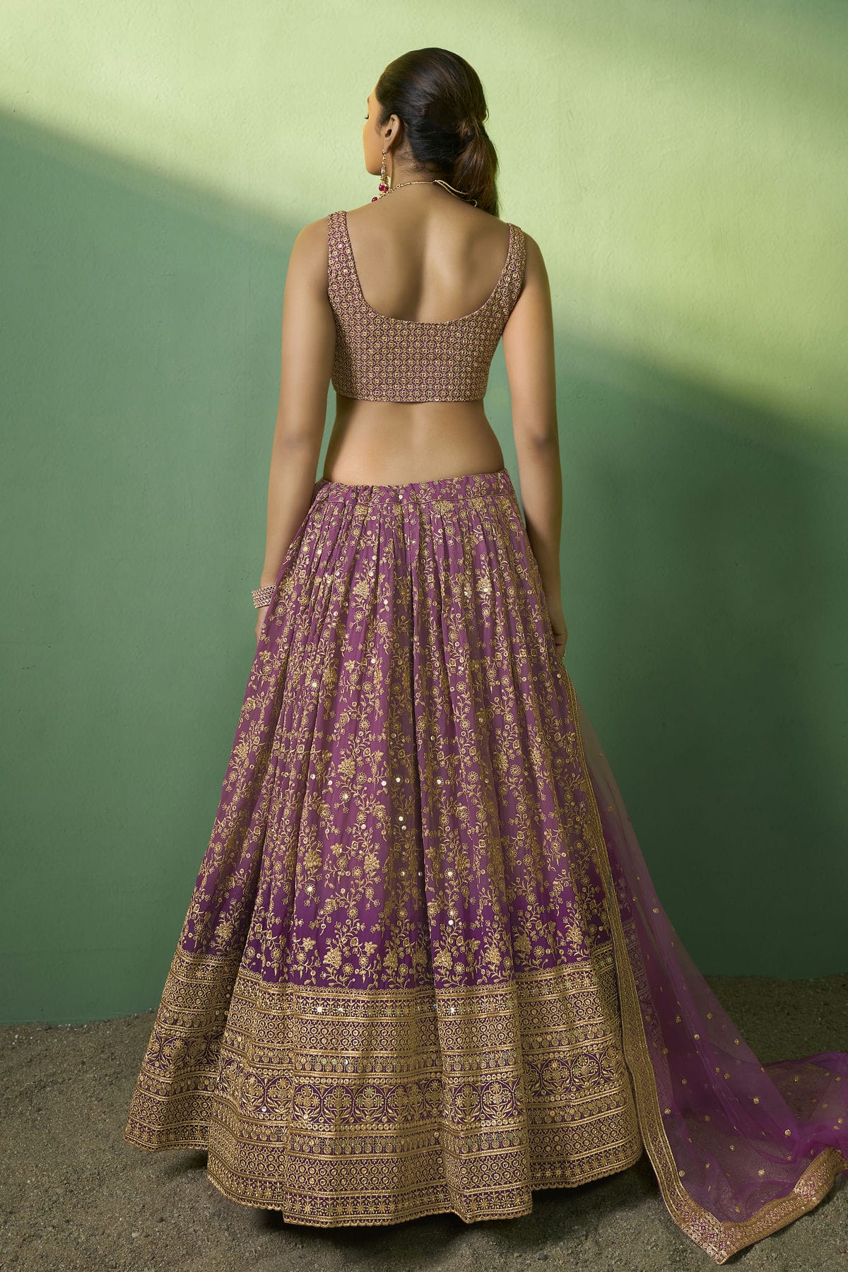 Lavender Colour Embroidery Georgette Lehenga Choli VSLD1080786
