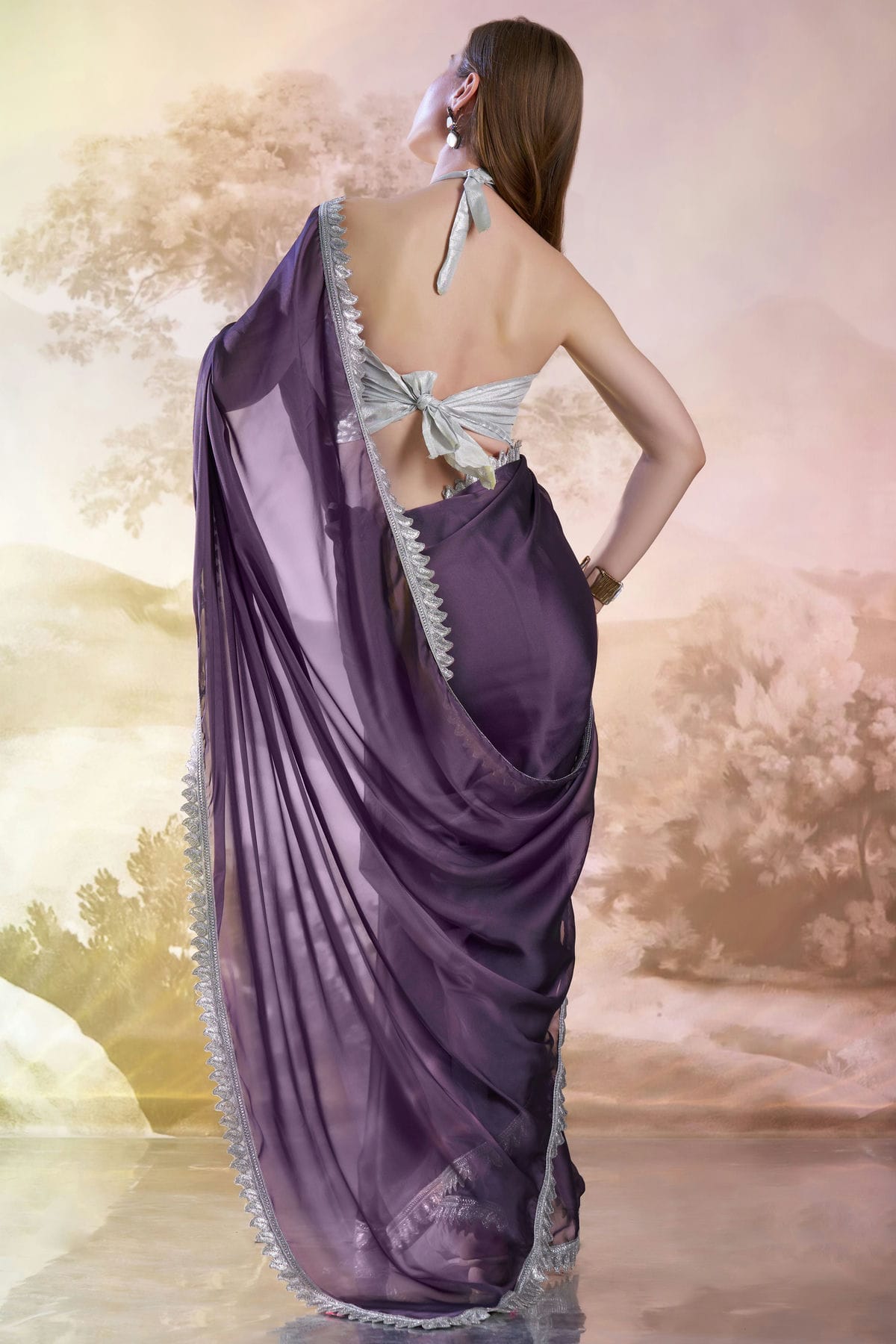 Lavender Colour Satin Rangoli Saree VSSD1112730