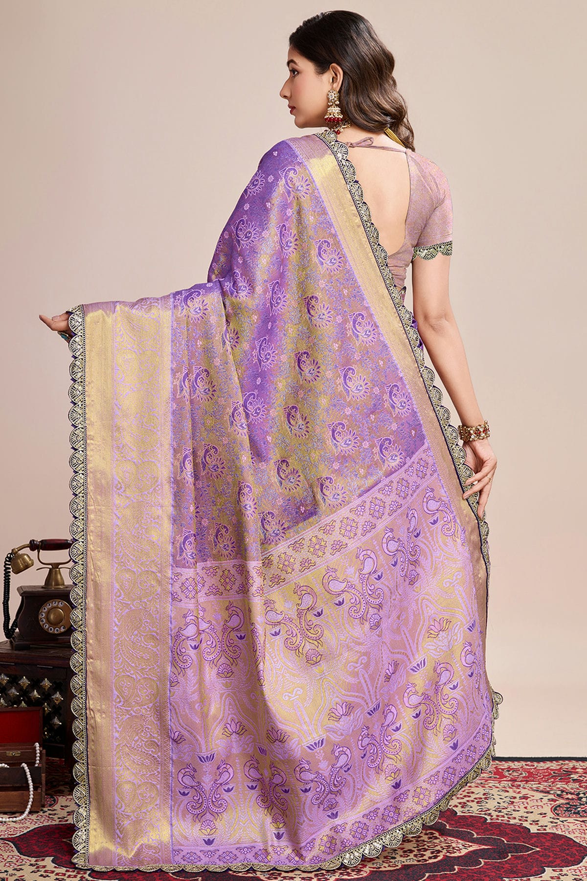 Lavender Colour Soft Silk Saree