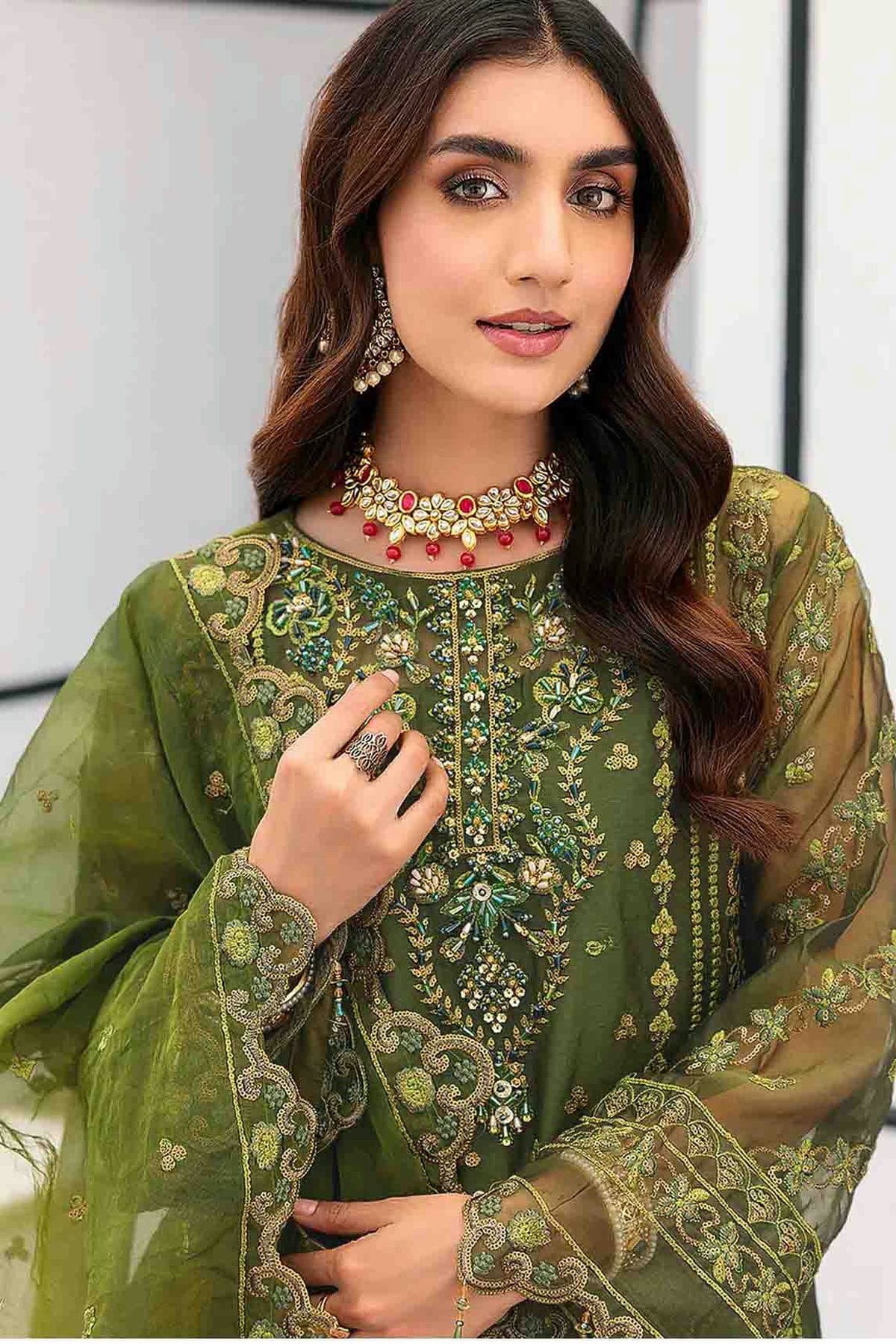 Light Green Colour Organza Pakistani Suit VSSM1140850