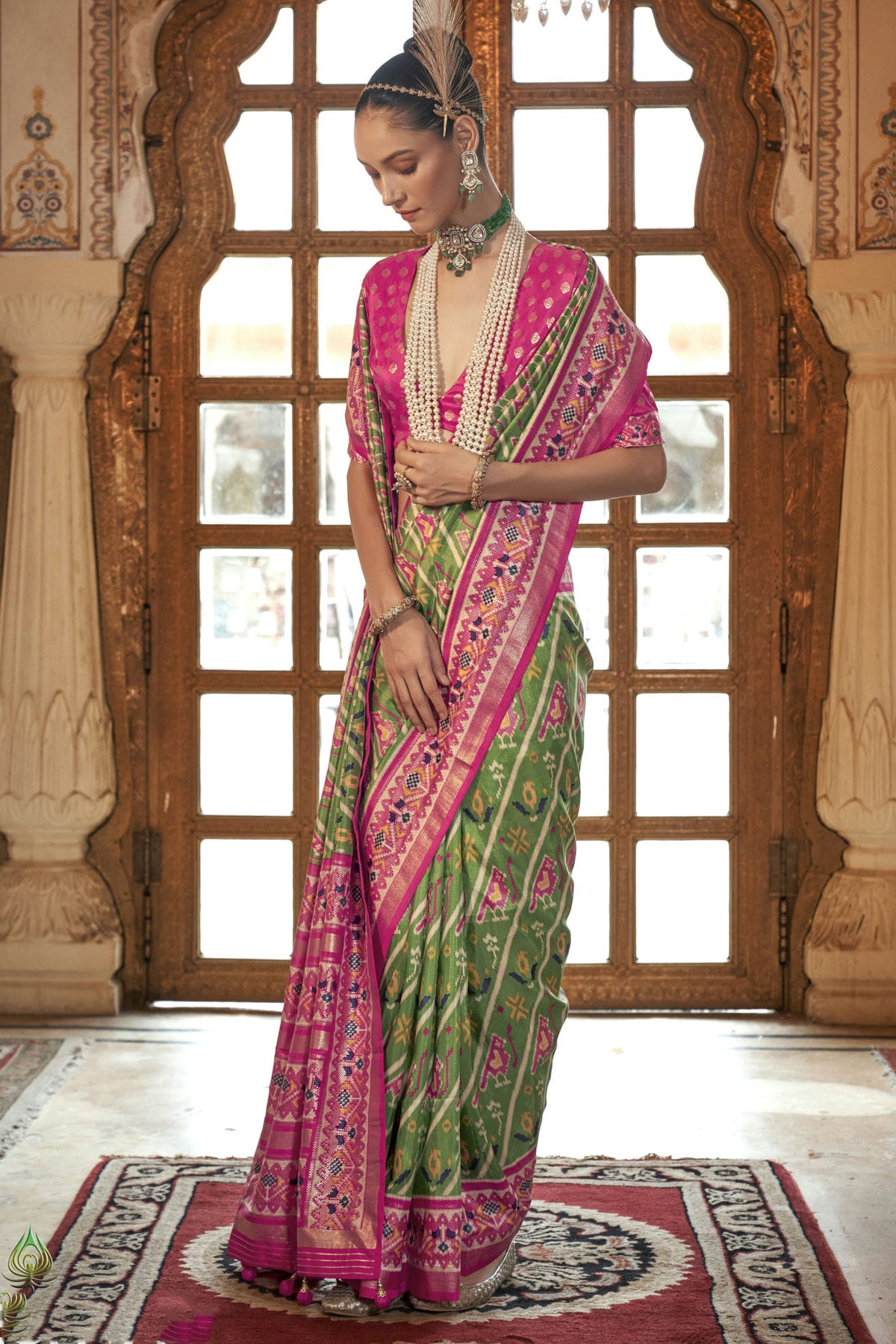 Light Green Colour Silk Patola Print Saree VSSD1290051