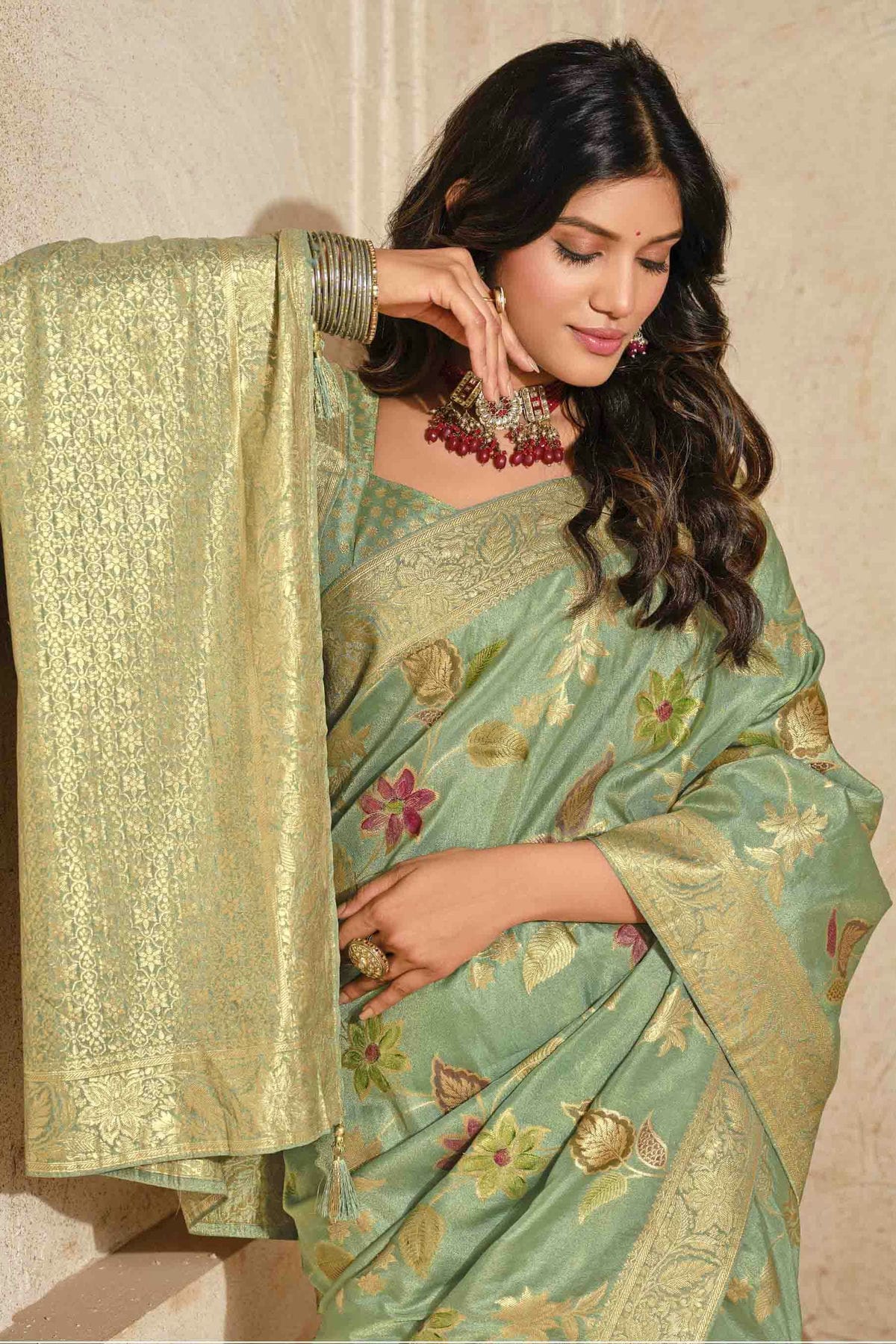 Light Green Colour Silk Zari Work Traditional Saree VSSD1113571
