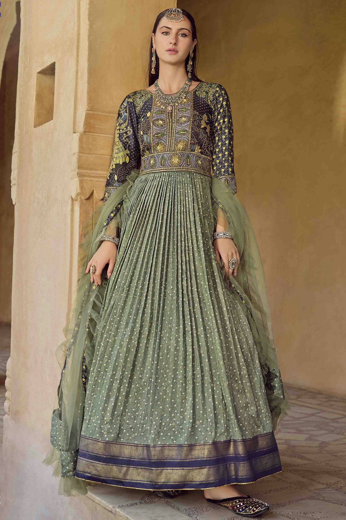 Shop Light Green Colour Smooth Silk Gown VSGW vastradi.com Shop Light Green Colour Smooth Silk Gown VSGW vastradi.com
