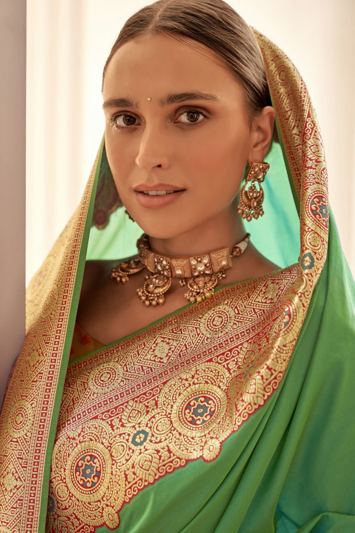 Light Green Colour Soft Silk Woven Work Saree VSSD1290070