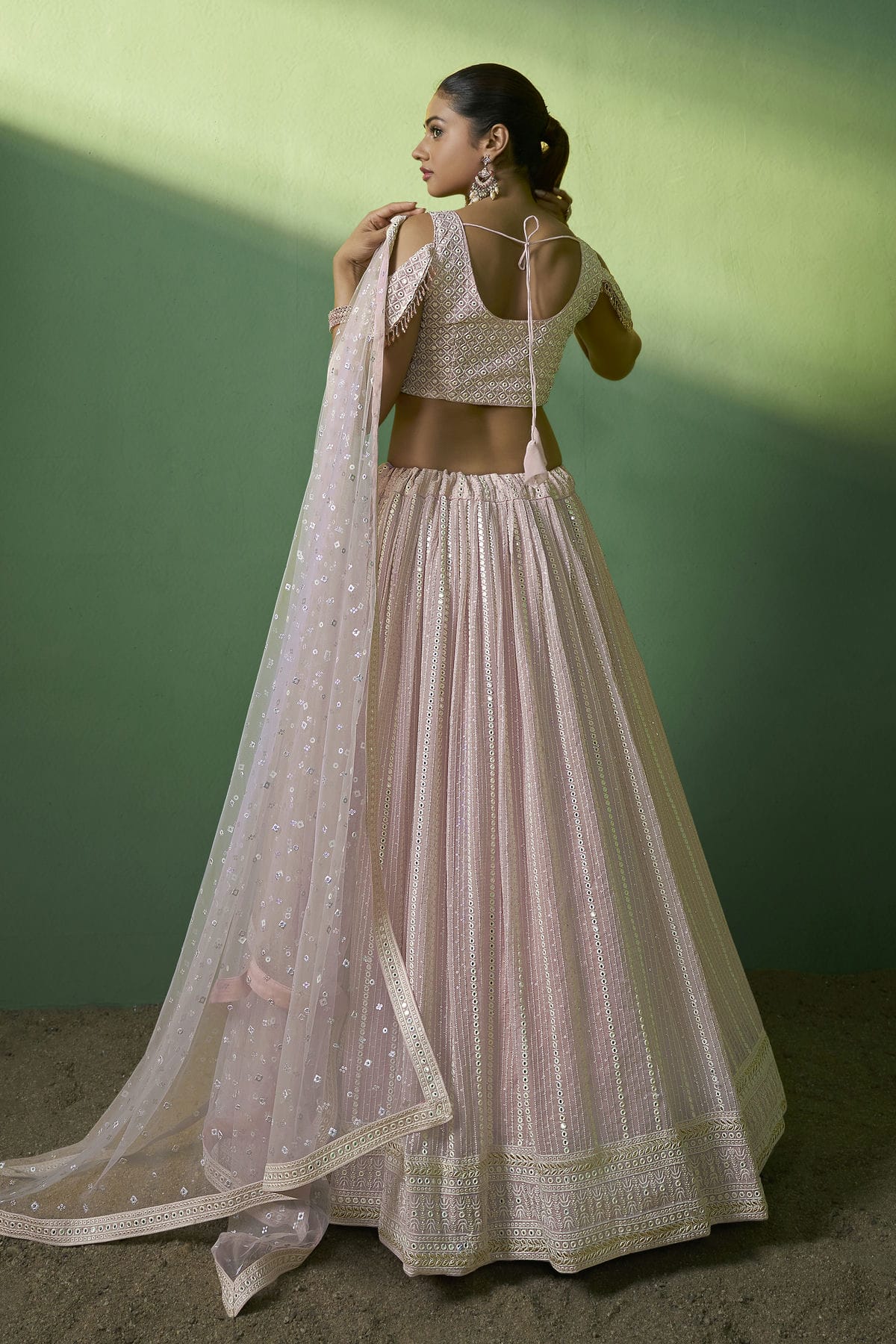 Light Pink Colour Embroidery Georgette Lehenga Choli VSLD1080784