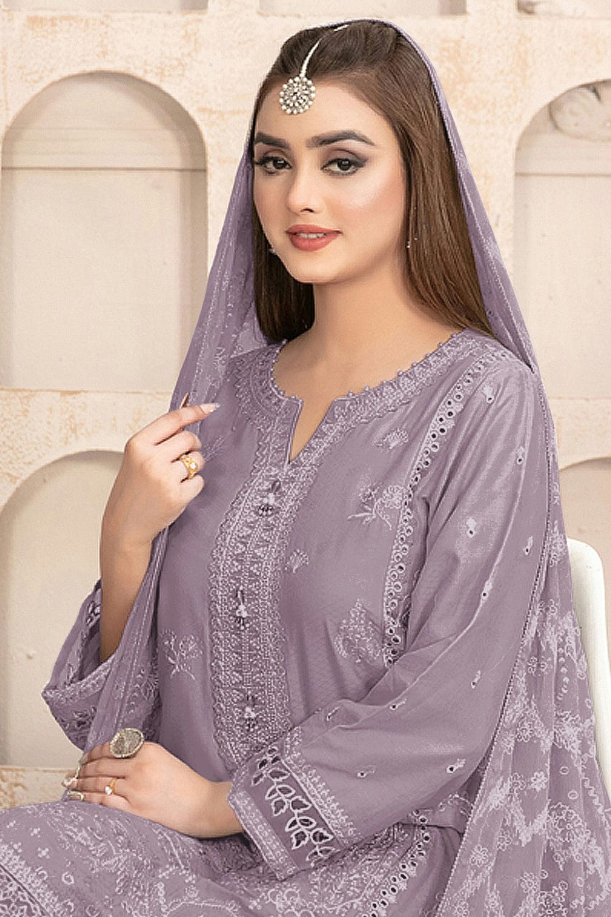 Light Purple Colour Semi Stitched Faux Georgette Pakistani Suit VSSM1140183