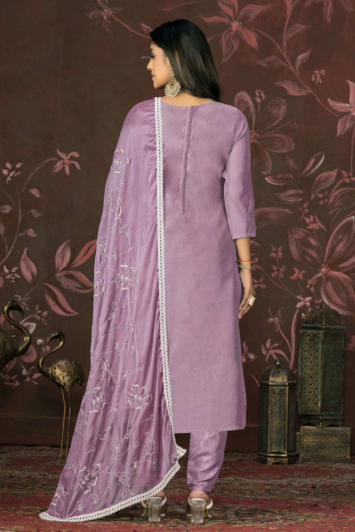 Light Purple Colour Unstitched Modal Cotton Pant Style Suit VSUS1161250