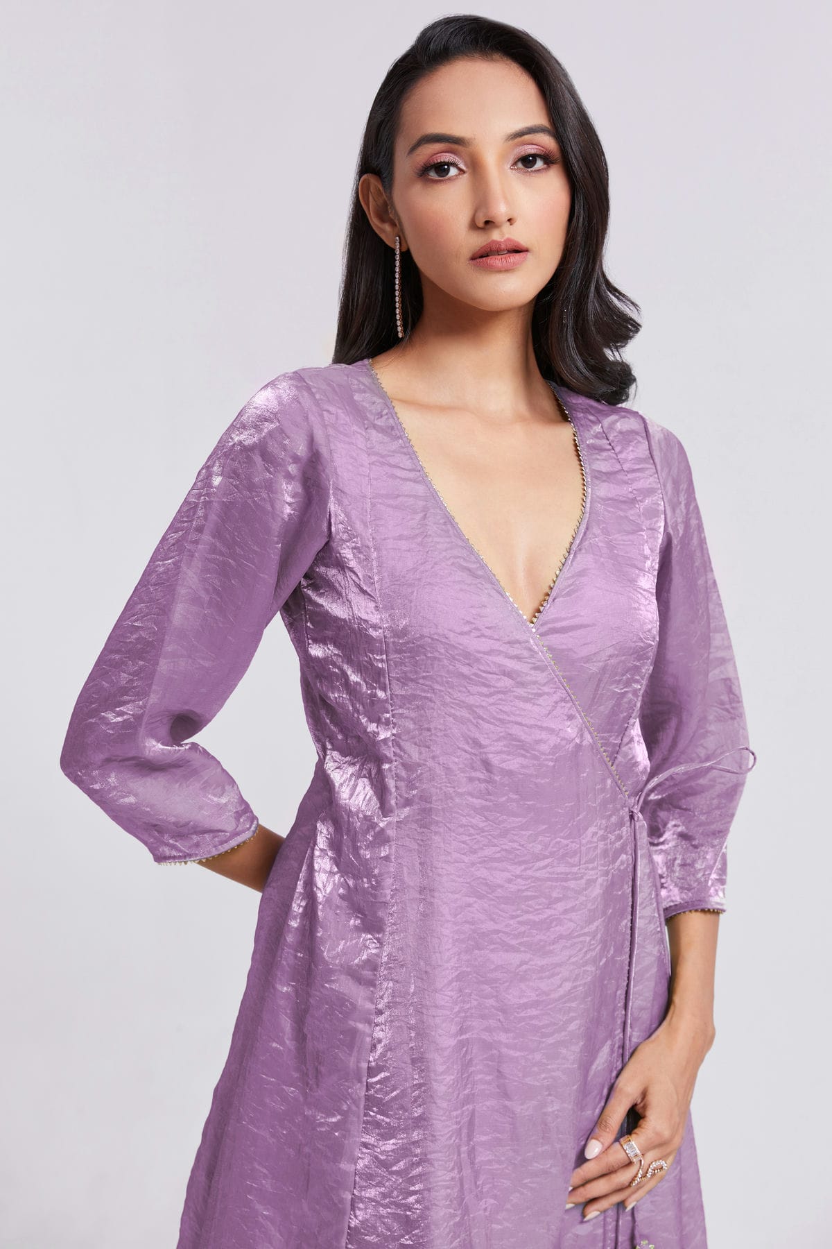 Lilac Colour Pure Organza Indo Western Dress VSTP1080916
