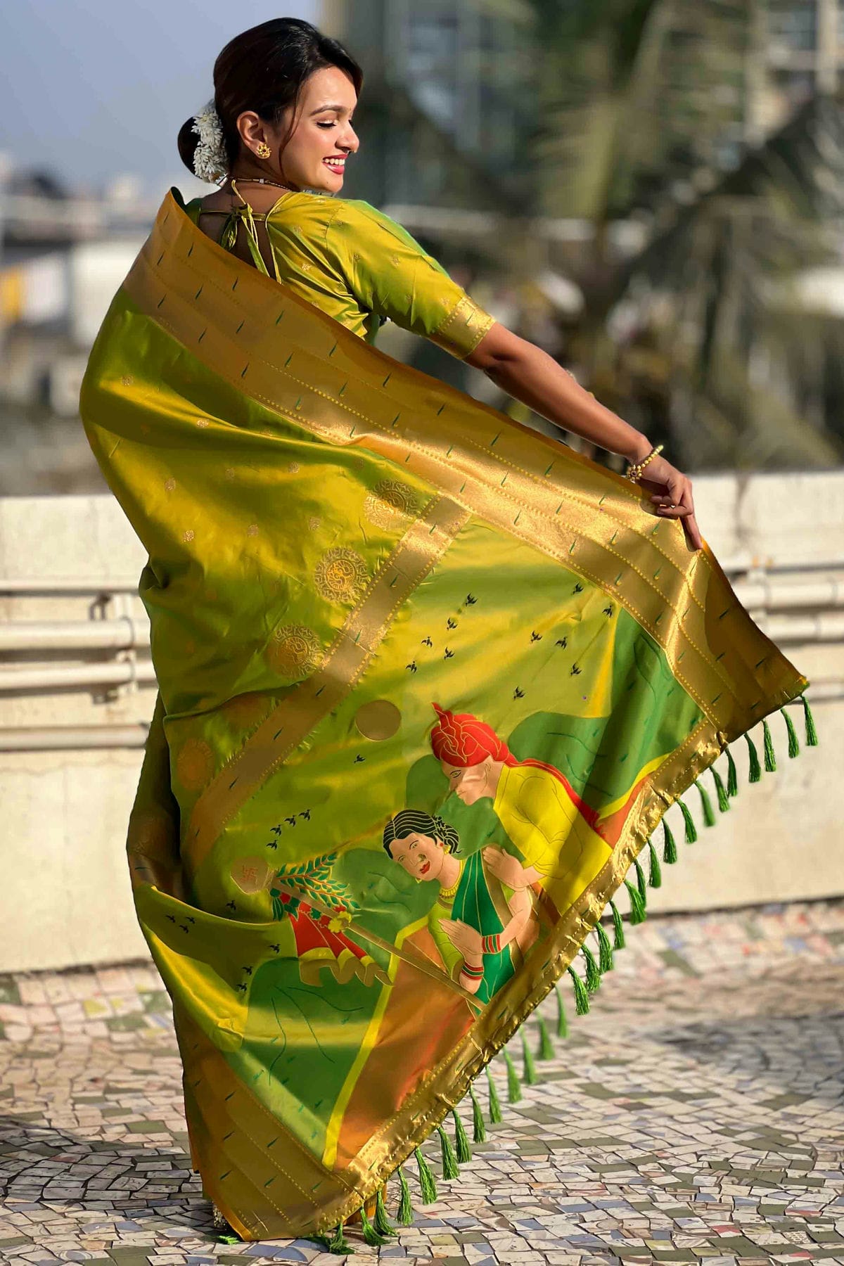 Lime Green Colour Soft Silk Traditional Saree