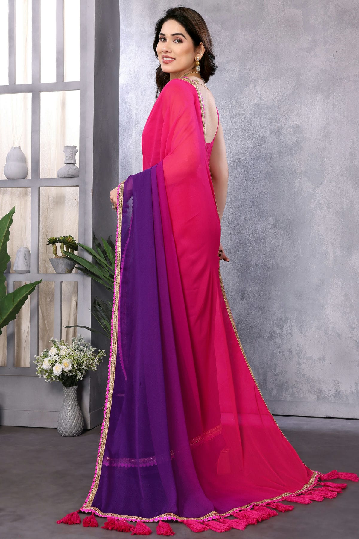 Magenta Colour Georgette Saree VSSD1180164