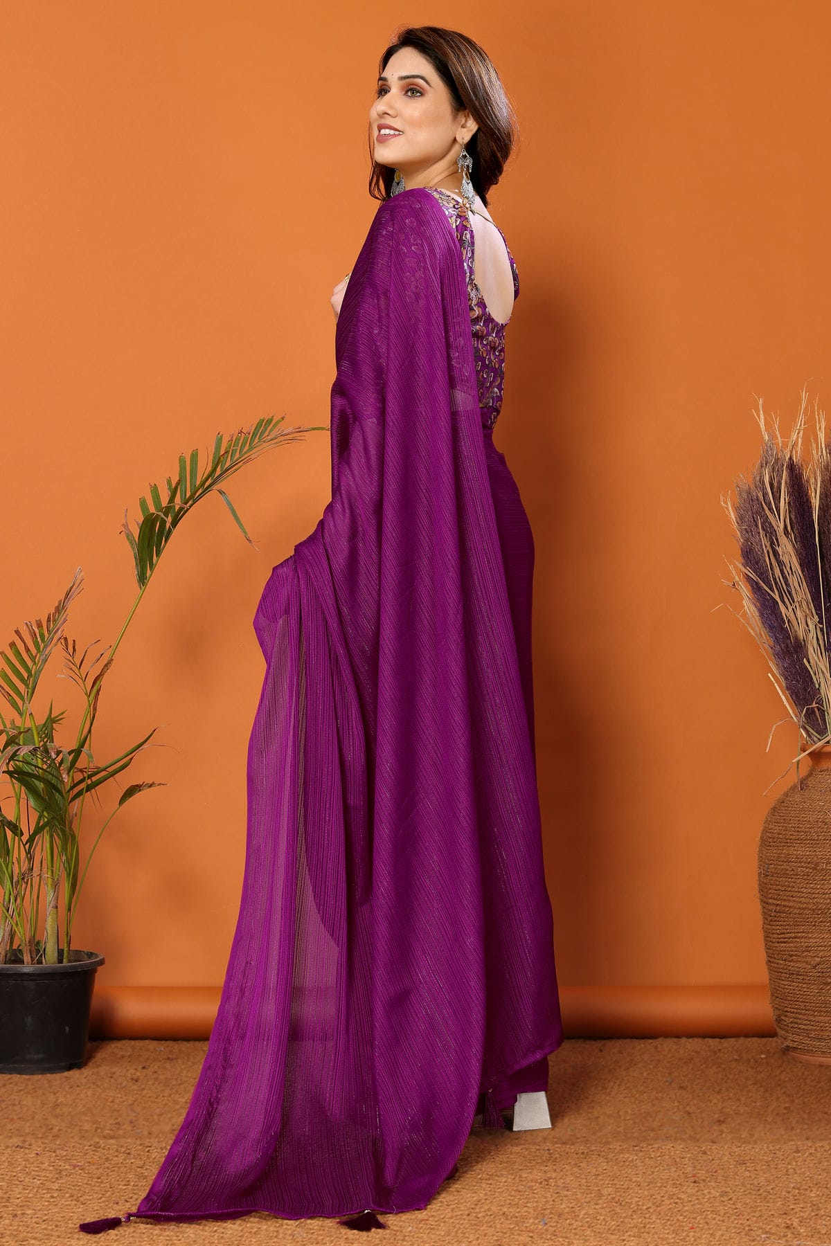 Magenta Colour Polyester Printed Saree VSSD1180104