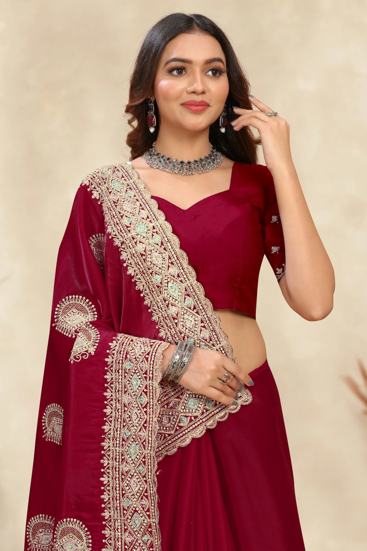 Magenta Colour Crepe Silk Saree VSSD1091006