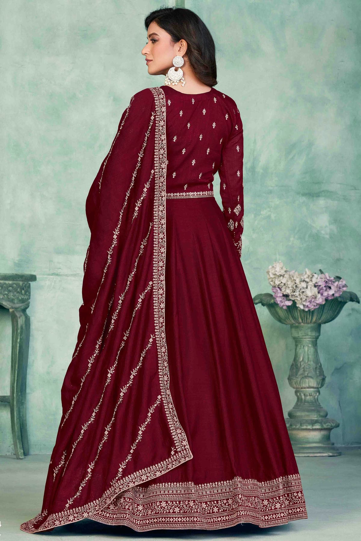Maroon Colour Art Silk Anarkali Suit VSSM1050720