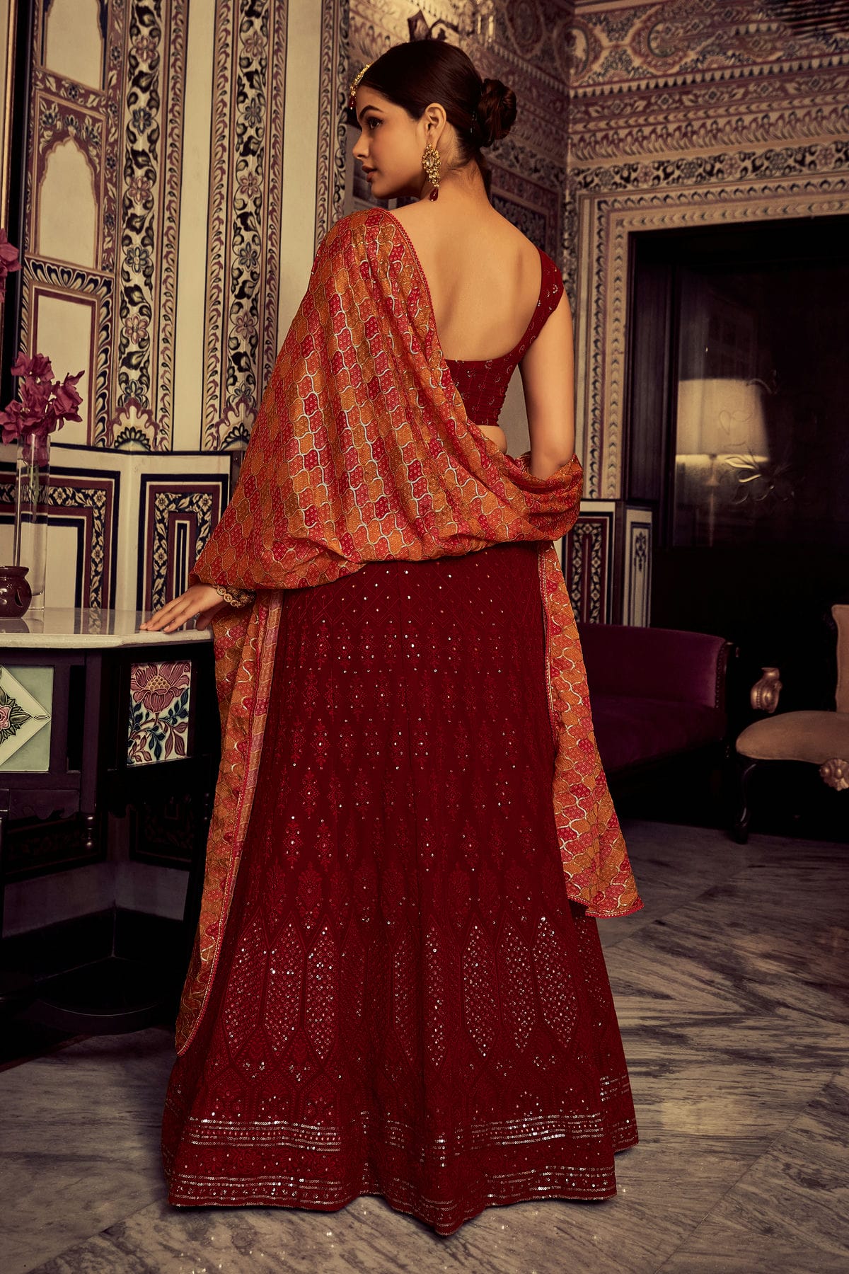 Maroon Colour Embroidery Georgette Lehenga Choli VSLD1080776