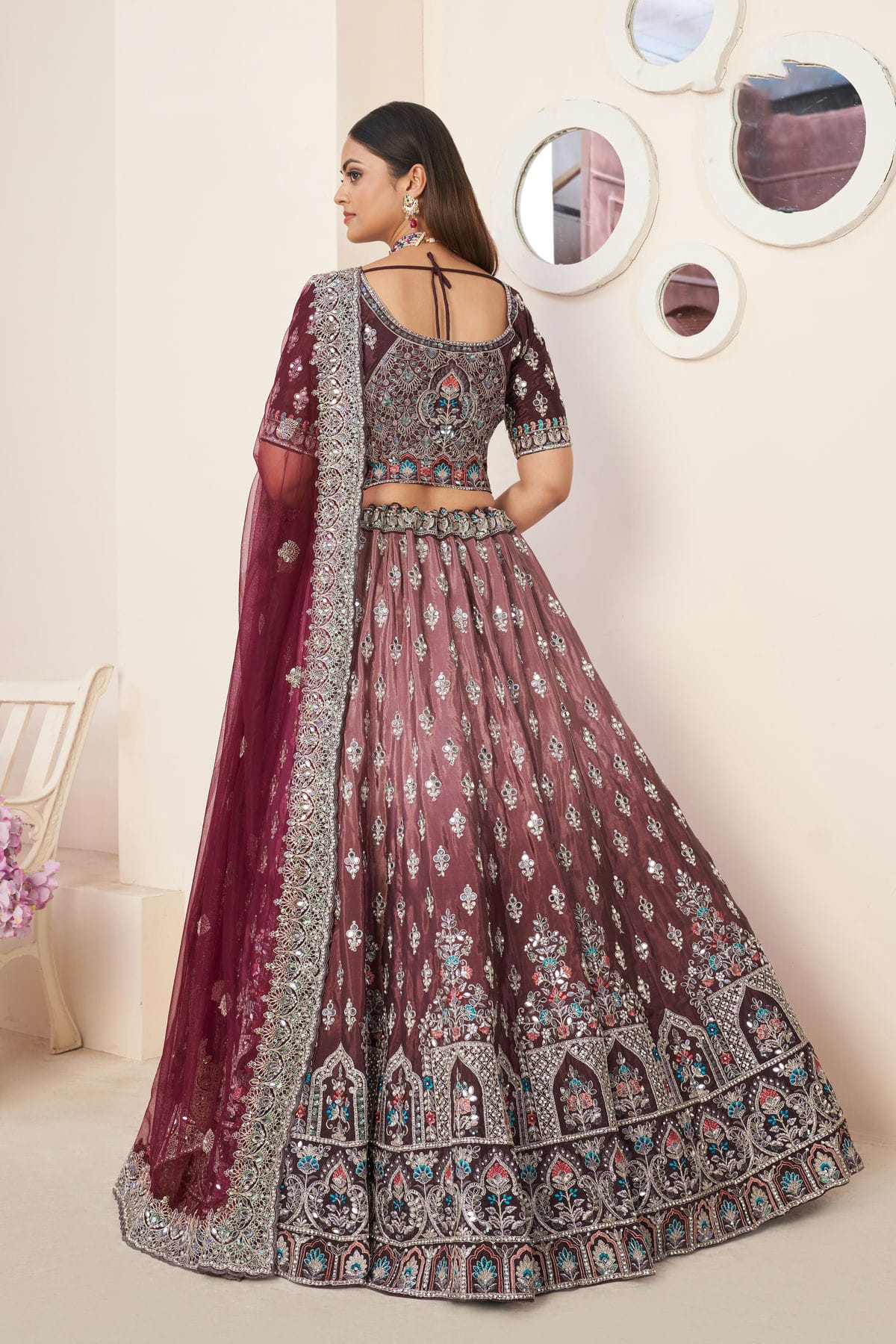 Maroon Colour Embroidery Satin Lehenga Choli VSLD1080859