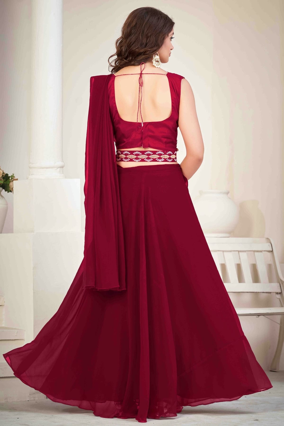 Maroon Colour Georgette Semi Stitched Lehenga Choli VSLC1170051