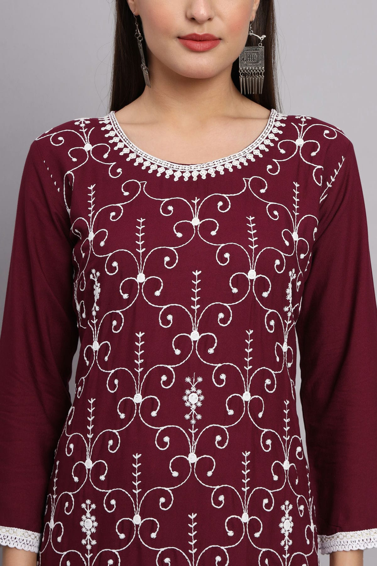 Maroon Colour Rayon Kurti VSKR1111095