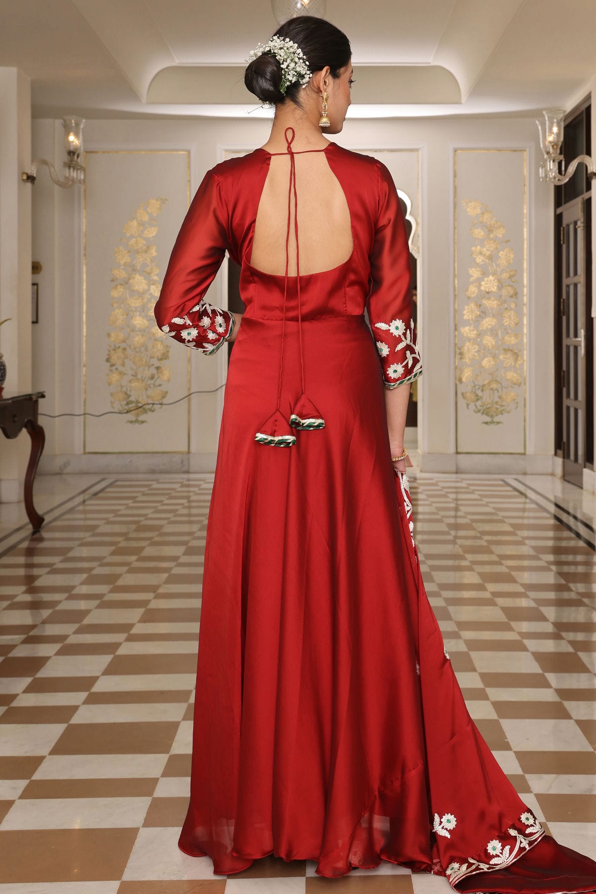 Maroon Colour Semi Stitched Rangoli Silk Anarkali Suit VSSM1170037