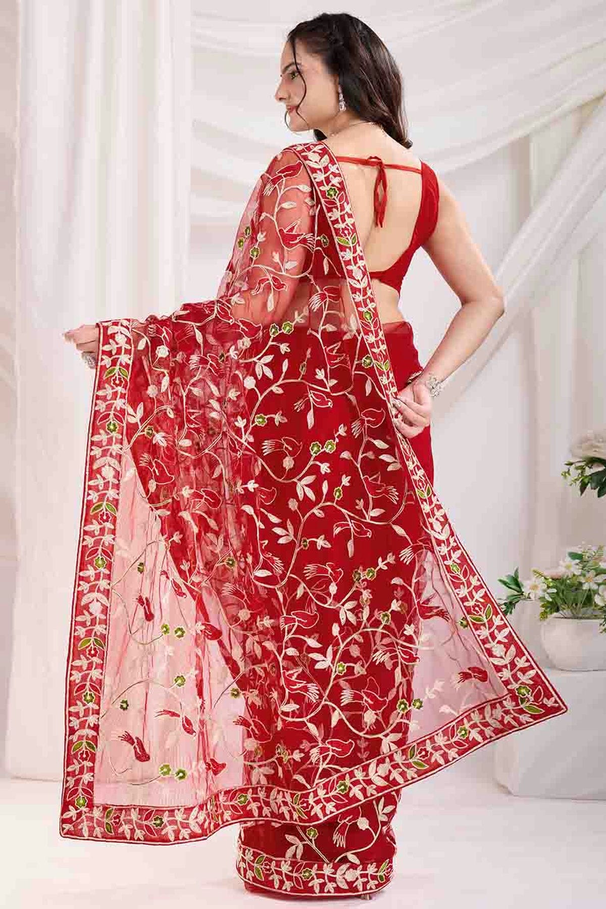 Maroon Colour Soft Net Designer Saree VSSD1112863